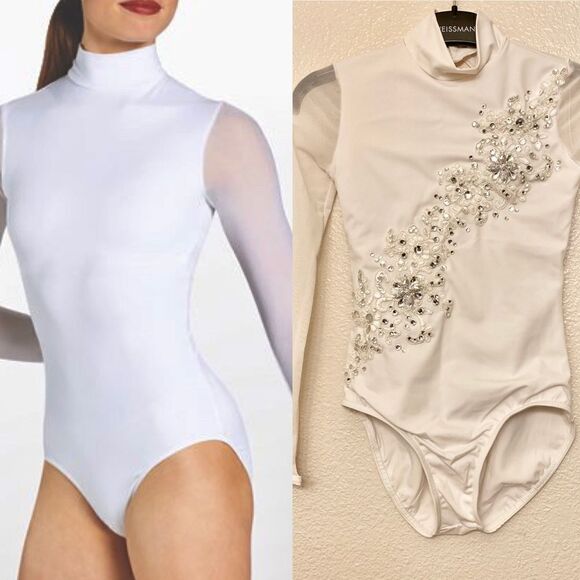 WEISSMAN Dance Costume Crystal rhinestone, custom Long Sleeve Leotard MT12523 - Picture 1 of 12